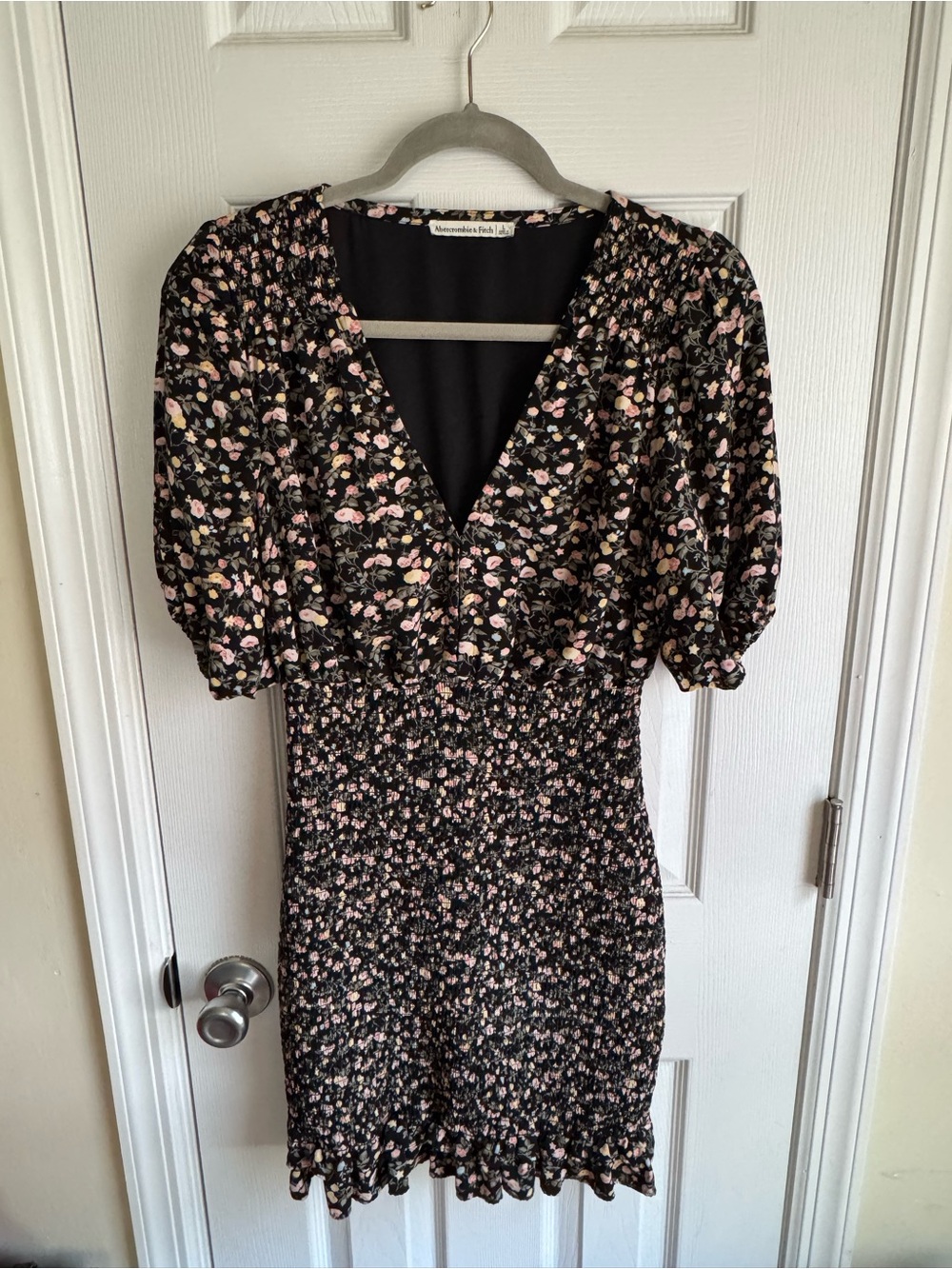 Abercrombie & Fitch Black Mini Dress with Pink Floral Print